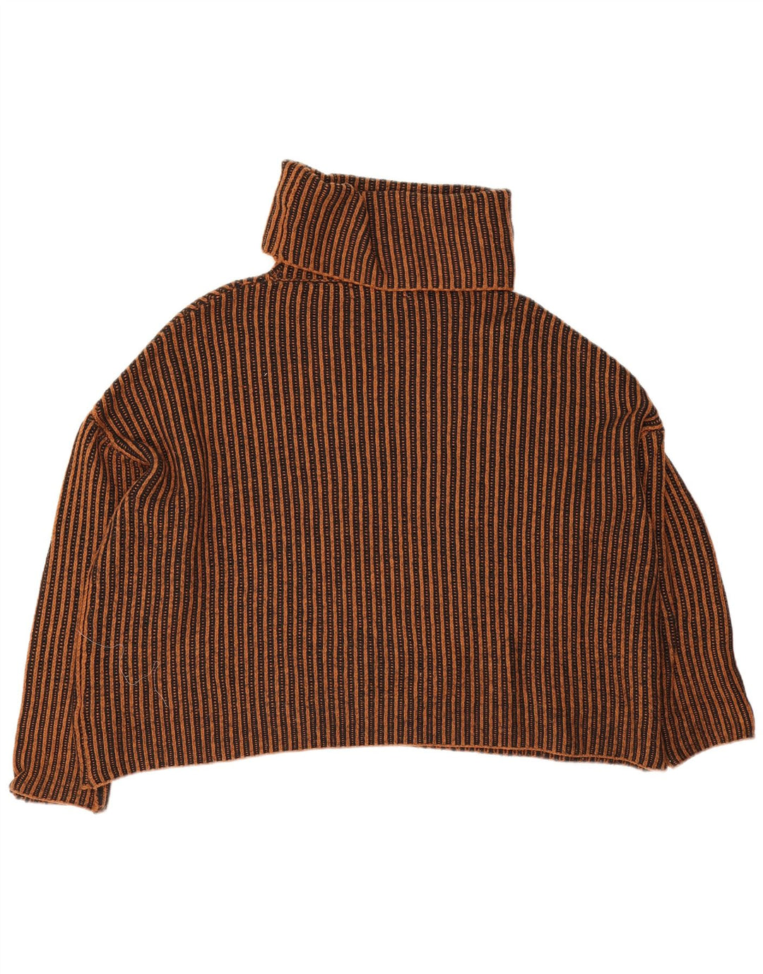 Zara Womens Oversized Roll Neck Jumper Sweater UK 14 Medium Brown Striped