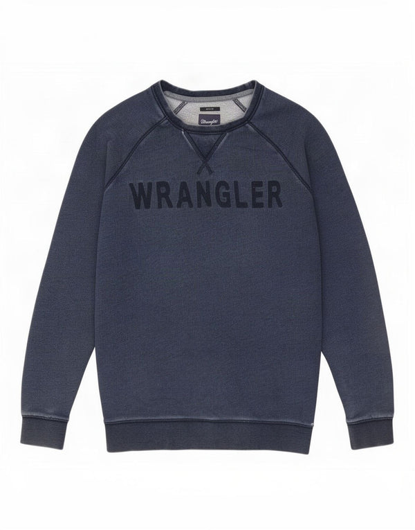 Wrangler Mens Graphic Sweatshirt Jumper Large Navy Blue Cotton