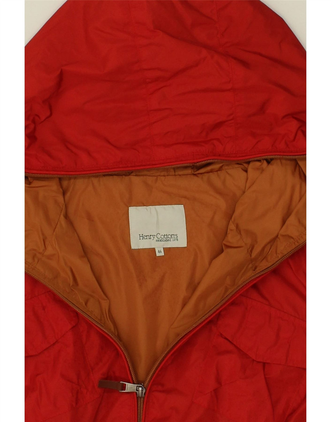 HENRY COTTONS Womens Hooded Utility Jacket IT 46 Large Red Polyamide Vintage Henry Cottons and Second-Hand Henry Cottons from Messina Hembry 