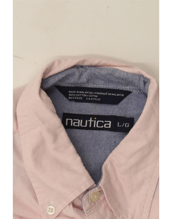 Nautica Mens Shirt Large Pink Cotton