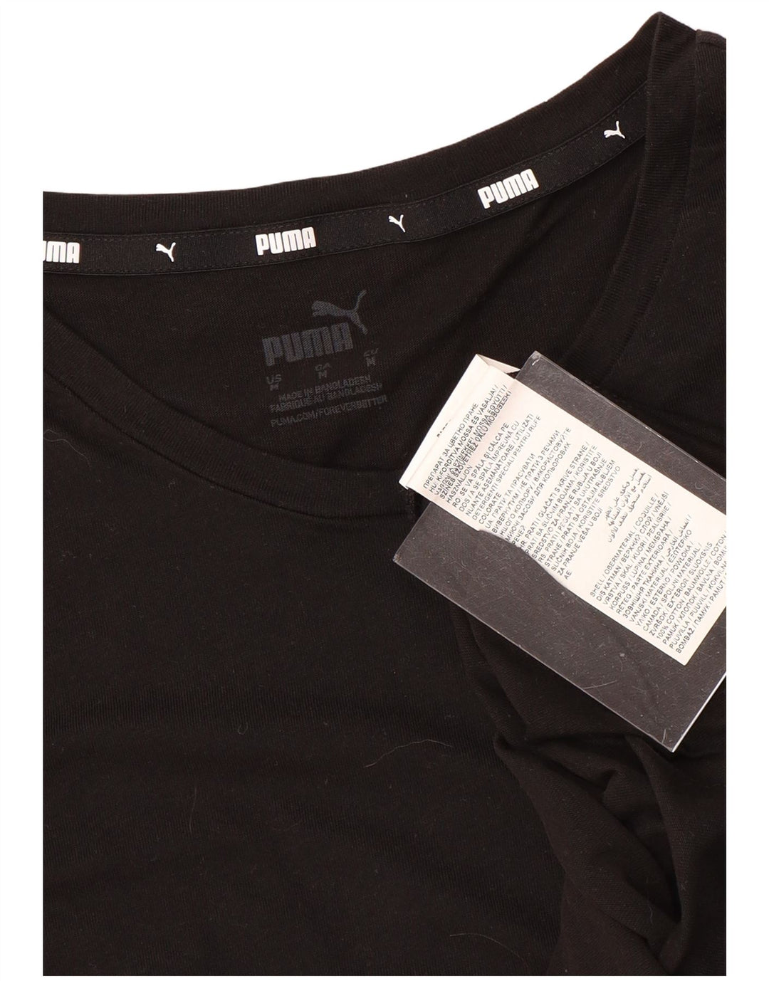 PUMA Womens Graphic T-Shirt Top UK 12 Medium Black Cotton