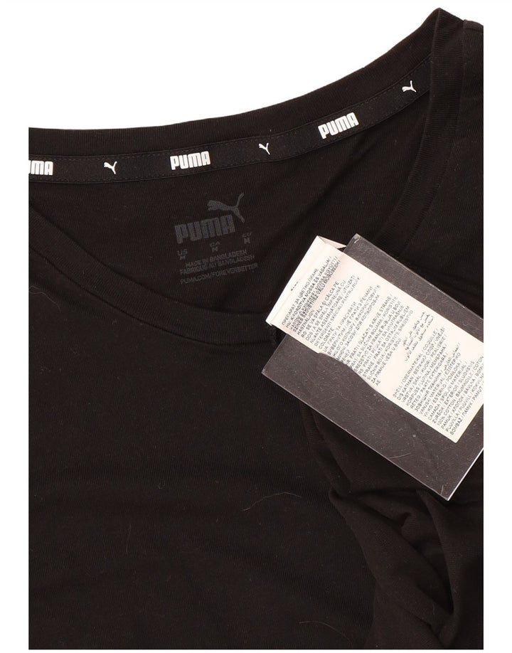 PUMA Womens Graphic T-Shirt Top UK 12 Medium Black Cotton