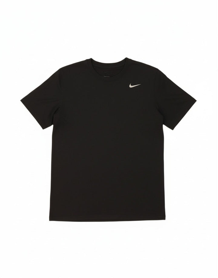 NIKE Womens Dri Fit T-Shirt Top UK 14 Medium Black Polyester