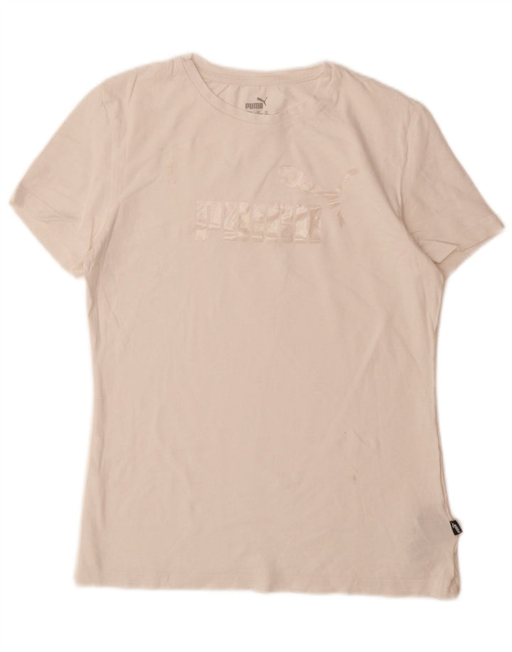 PUMA Girls Graphic T-Shirt Top 15-16 Years White Cotton