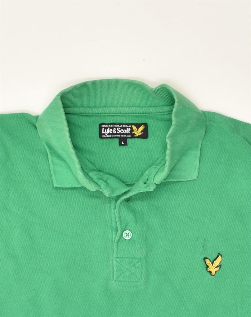 LYLE & SCOTT Mens Polo Shirt Large Green Cotton | Vintage Lyle & Scott | Thrift | Second-Hand Lyle & Scott | Used Clothing | Messina Hembry 