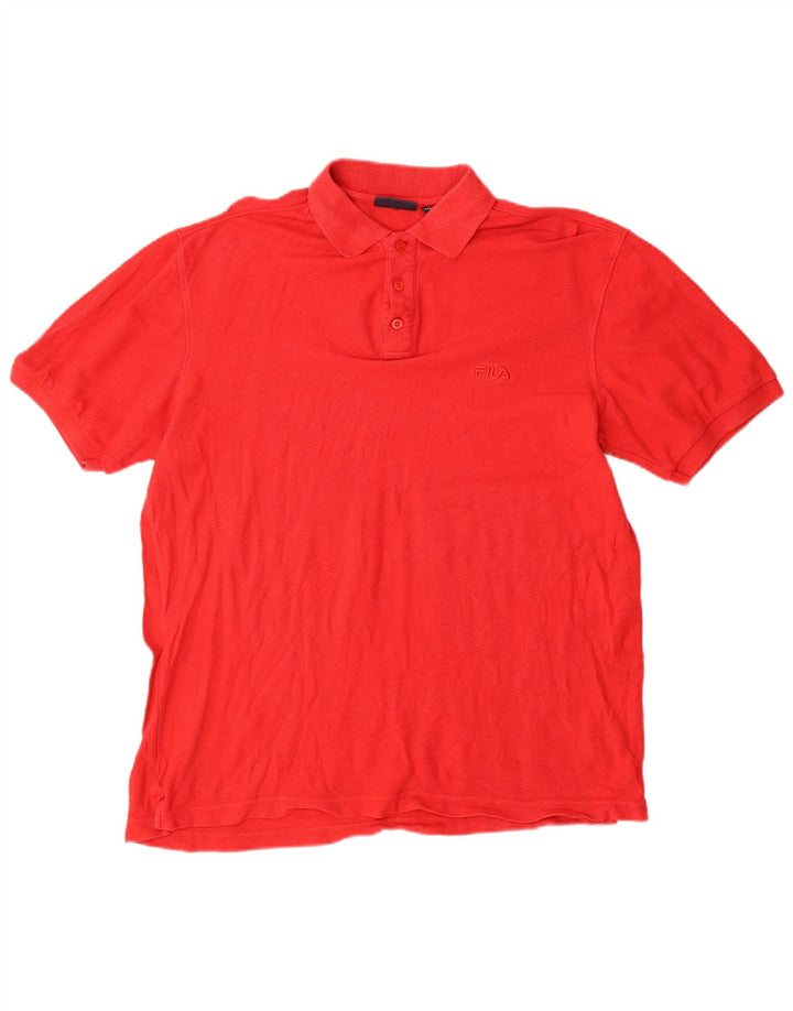 FILA Mens Polo Shirt IT 52 Large Red Cotton