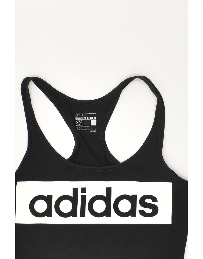 ADIDAS Womens Graphic Vest Top UK 4-6 XS Black Cotton | Vintage Adidas | Thrift | Second-Hand Adidas | Used Clothing | Messina Hembry 