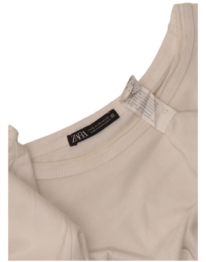 Zara Womens Top Long Sleeve UK 18 XL White Cotton