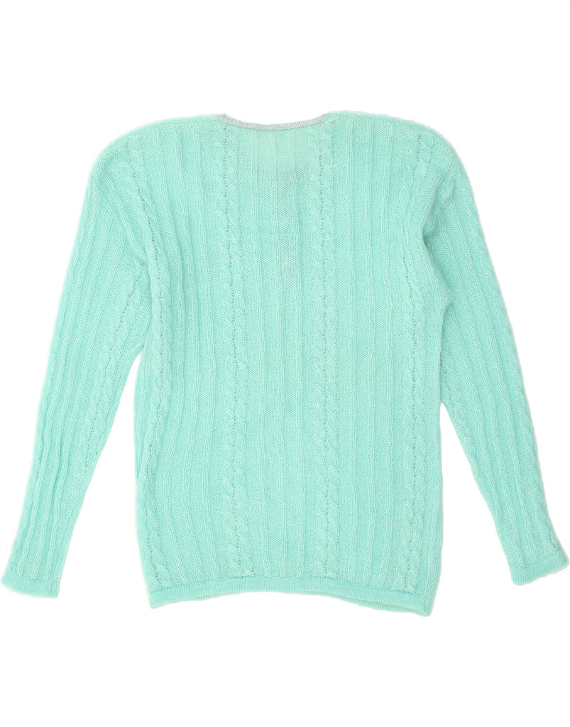 VINTAGE Womens Crew Neck Jumper Sweater UK 14 Medium Turquoise | Vintage Vintage | Thrift | Second-Hand Vintage | Used Clothing | Messina Hembry 