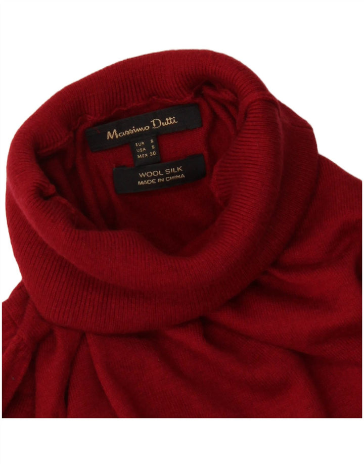 Massimo Dutti Womens Roll Neck Jumper Sweater UK 10 Small Red Wool