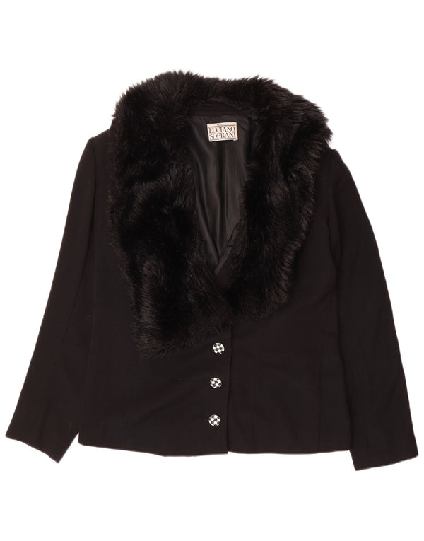LUCIANO SOPRANI Womens 3 Button Blazer Jacket UK 16 Large Black