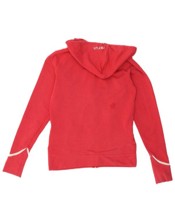 Nike Womens Studio Zip Hoodie Sweater UK 8/10 Small Red Cotton