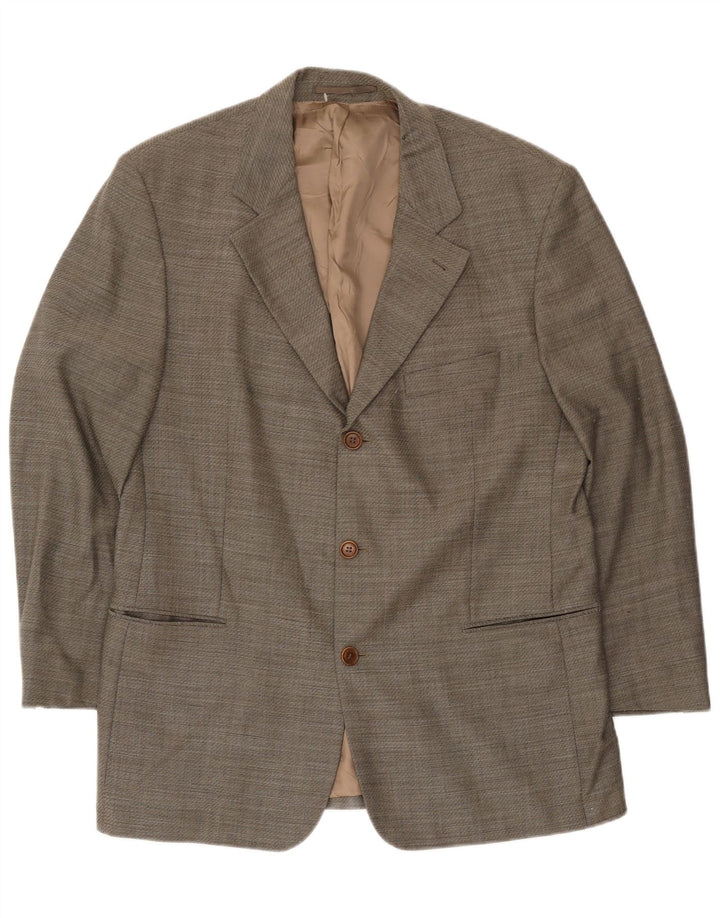 Hugo Boss Mens 3 Button Blazer Jacket EU 54 2XL Grey Virgin Wool