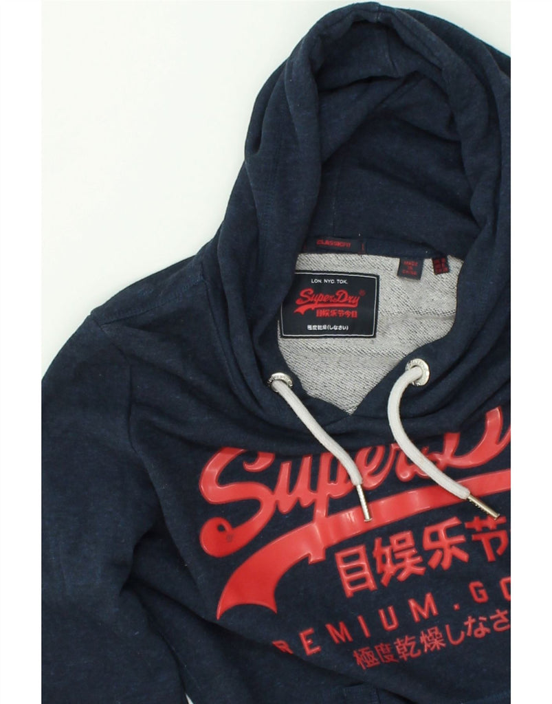 SUPERDRY Womens Classic Fit Graphic Hoodie Jumper UK 10 Small  Navy Blue | Vintage Superdry | Thrift | Second-Hand Superdry | Used Clothing | Messina Hembry 