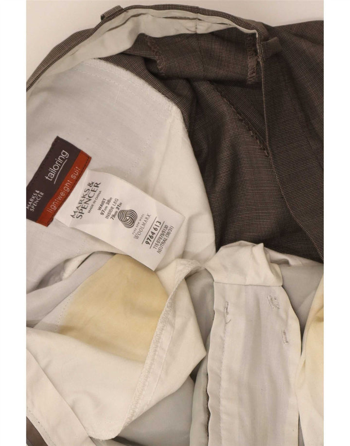Marks & Spencer Mens Straight Suit Trousers W38 L31 Grey New Wool