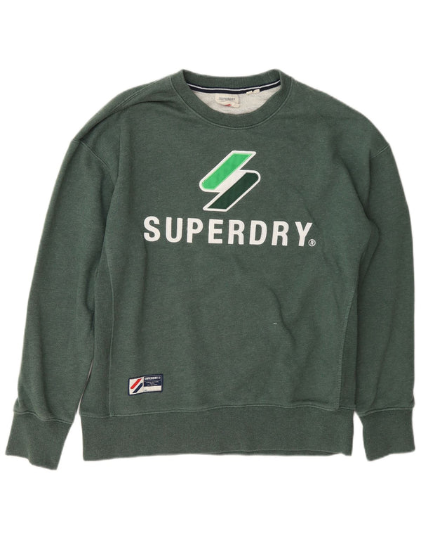 Superdry Mens Graphic Loose Fit Sweatshirt Jumper XS Green Cotton