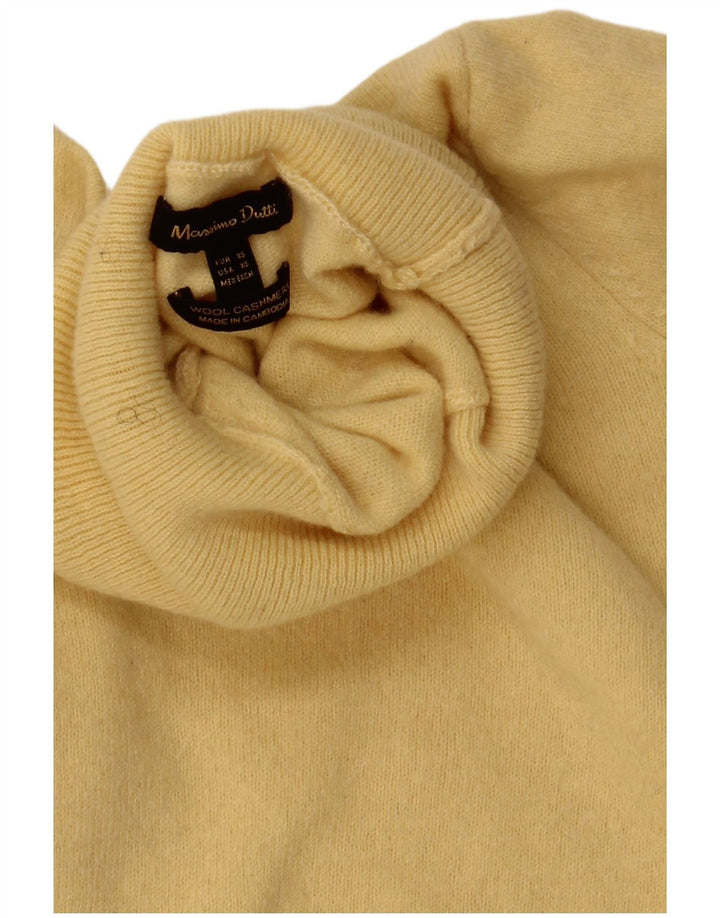 Massimo Dutti Womens Roll Neck Jumper Sweater UK 6 XS Yellow Wool