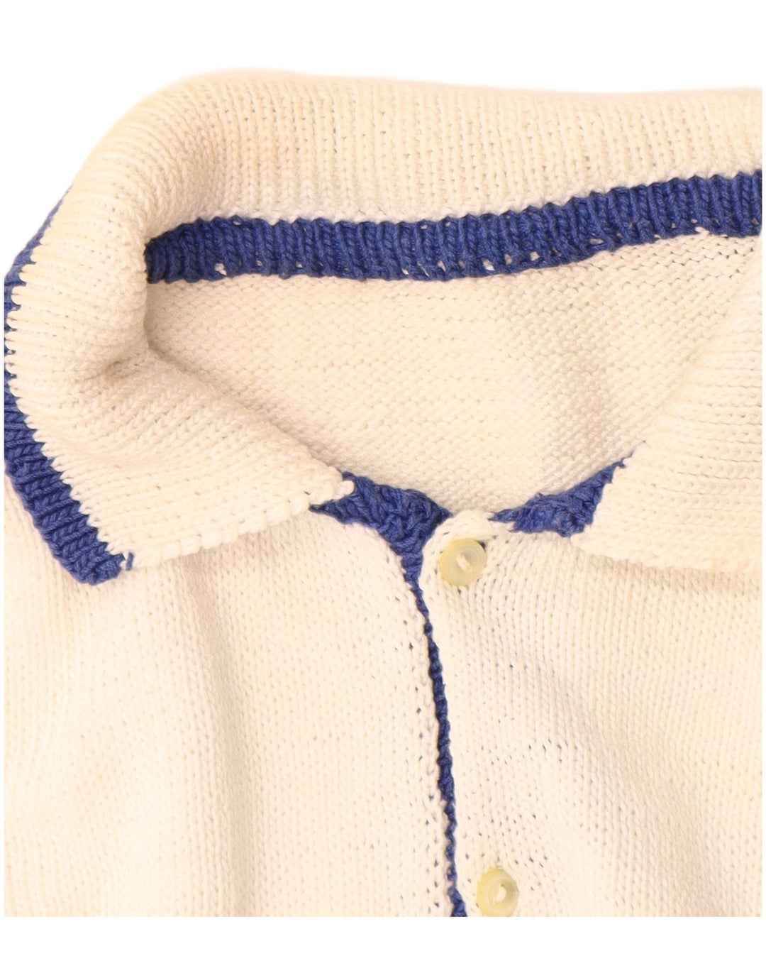 Vintage Mens Polo Neck Jumper Sweater Medium White Geometric