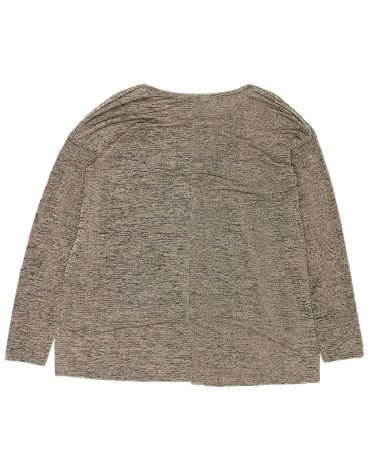 Zara Womens Top Long Sleeve UK 14 Medium Grey Flecked Polyester Modern