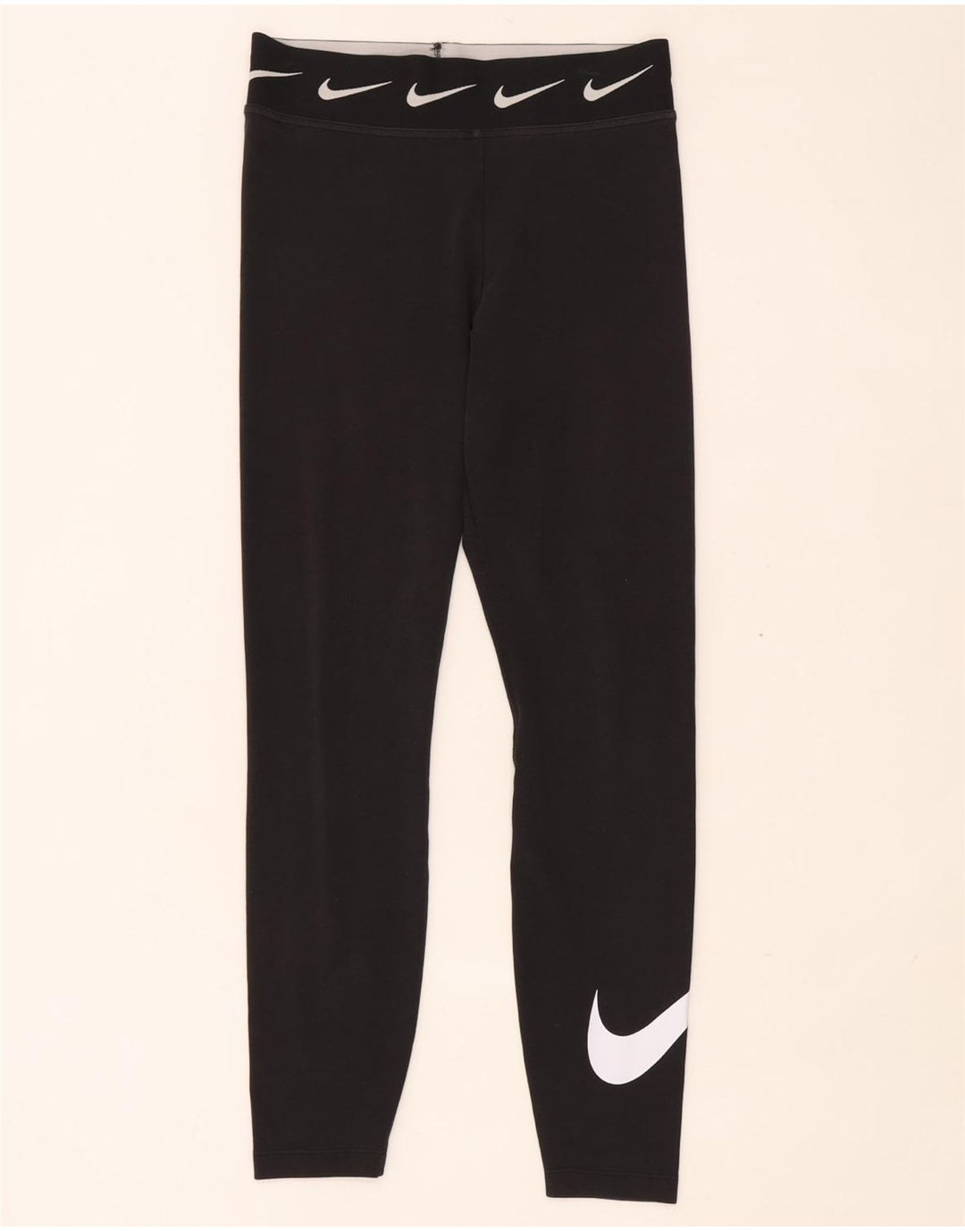 Nike Girls Graphic Leggings 10-11 Years Medium Black Cotton
