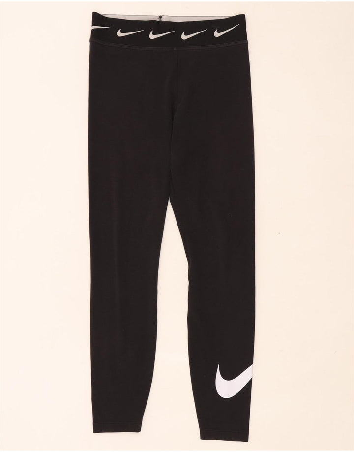 Nike Girls Graphic Leggings 10-11 Years Medium Black Cotton