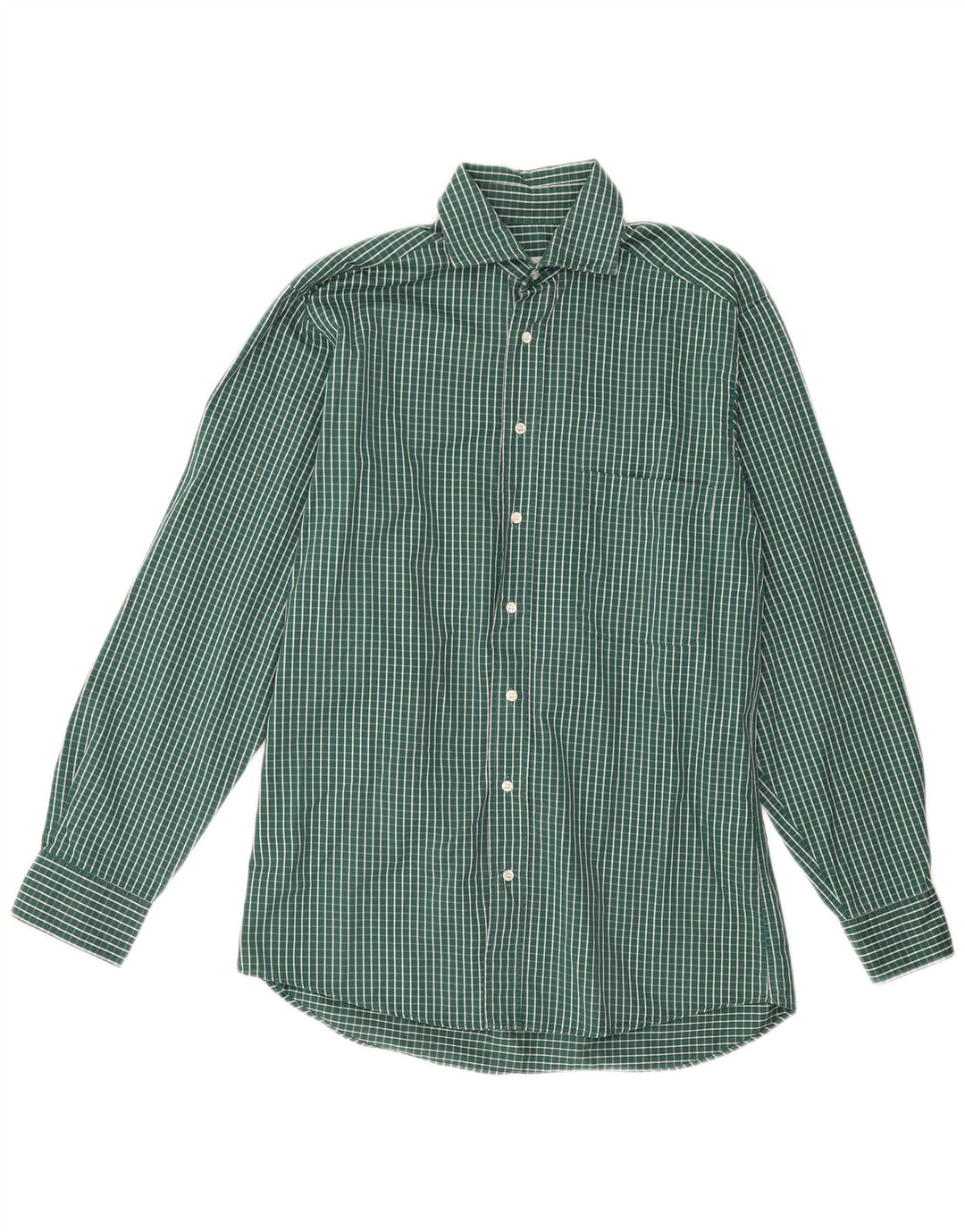 HUGO BOSS Mens Shirt Size 38 Medium Green Gingham Cotton