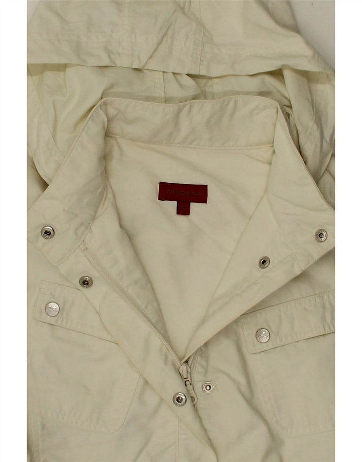 DIADORA Womens Hooded Windbreaker Jacket UK 14 Medium Off White Cotton Vintage Diadora and Second-Hand Diadora from Messina Hembry 