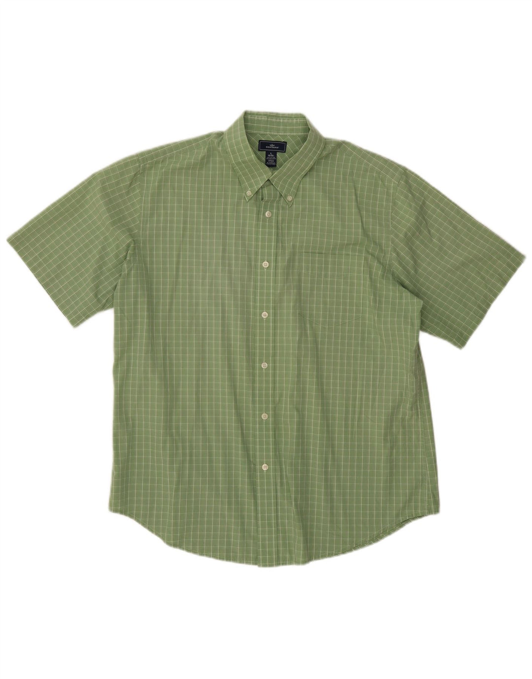 DOCKERS Mens Short Sleeve Shirt Size 16 1/2 Large Green Check Cotton