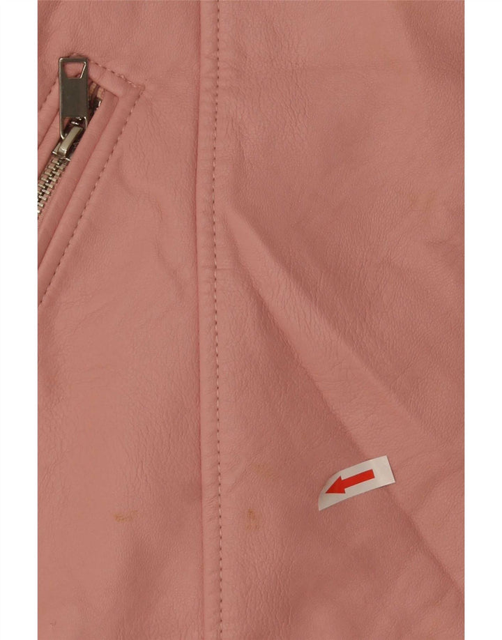 Zara Girls Faux Leather Jacket 13-14 Years Pink Polyester