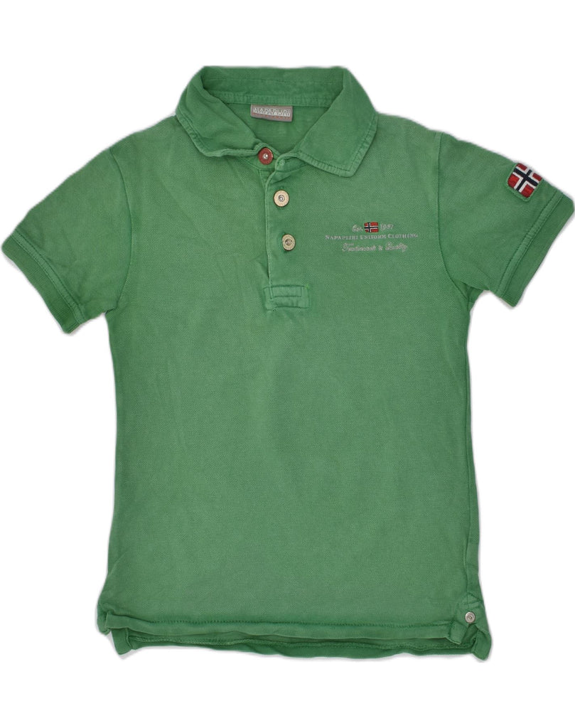 NAPAPIJRI Boys Polo Shirt 6-7 Years Green Cotton | Vintage Napapijri | Thrift | Second-Hand Napapijri | Used Clothing | Messina Hembry 