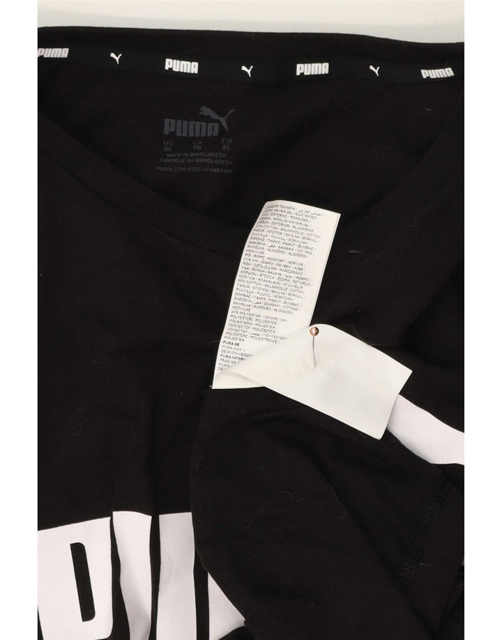 Puma Mens Graphic T-Shirt Top XL Black Cotton