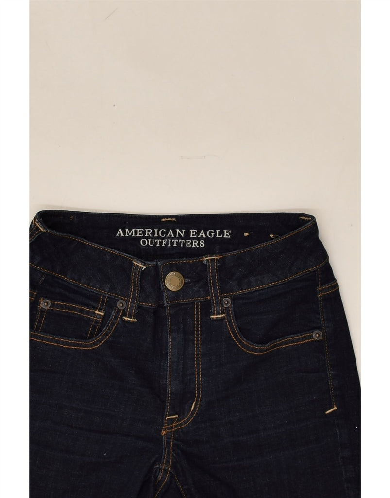 AMERICAN EAGLE Womens Distressed Denim Shorts US 2 XS W26 Navy Blue Cotton | Vintage American Eagle | Thrift | Second-Hand American Eagle | Used Clothing | Messina Hembry 