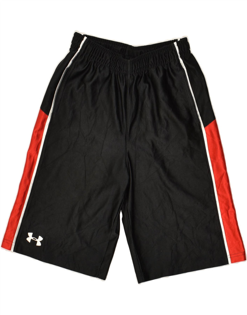 UNDER ARMOUR Boys Graphic Sport Shorts 11-12 Years Large Black Colourblock | Vintage Under Armour | Thrift | Second-Hand Under Armour | Used Clothing | Messina Hembry 