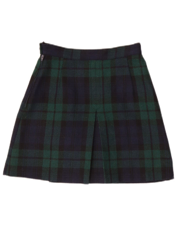 Benetton Womens Mini Skirt IT 40 Small W26 Green Plaid Acrylic