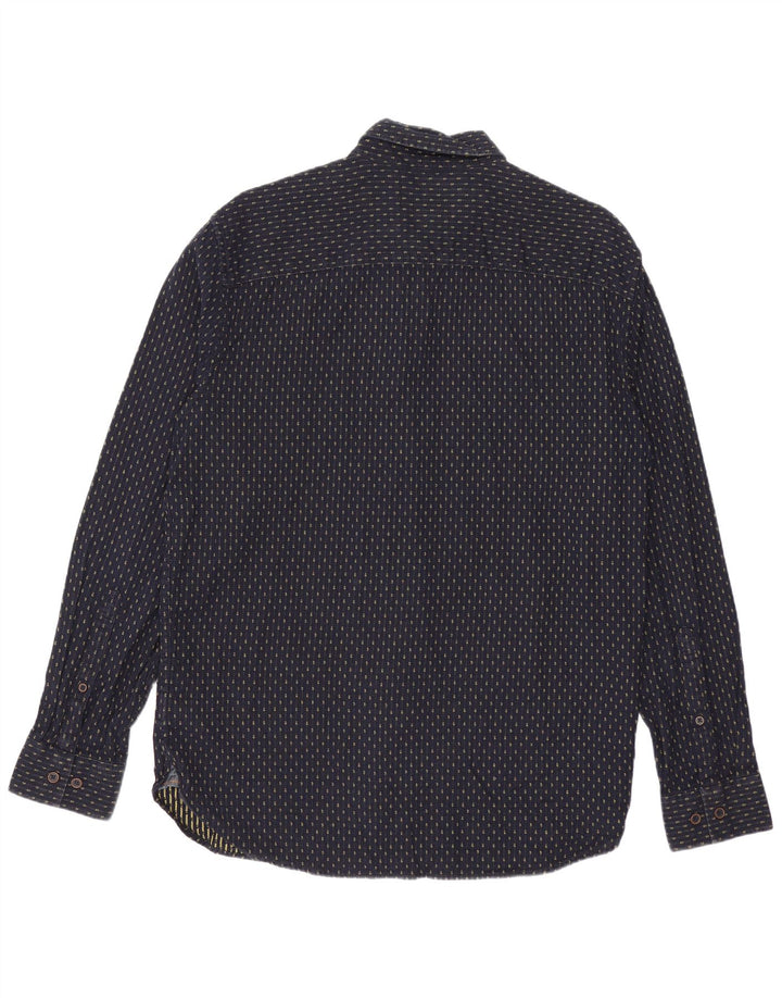 Joules Mens Classic Fit Shirt Medium Navy Blue Striped Cotton