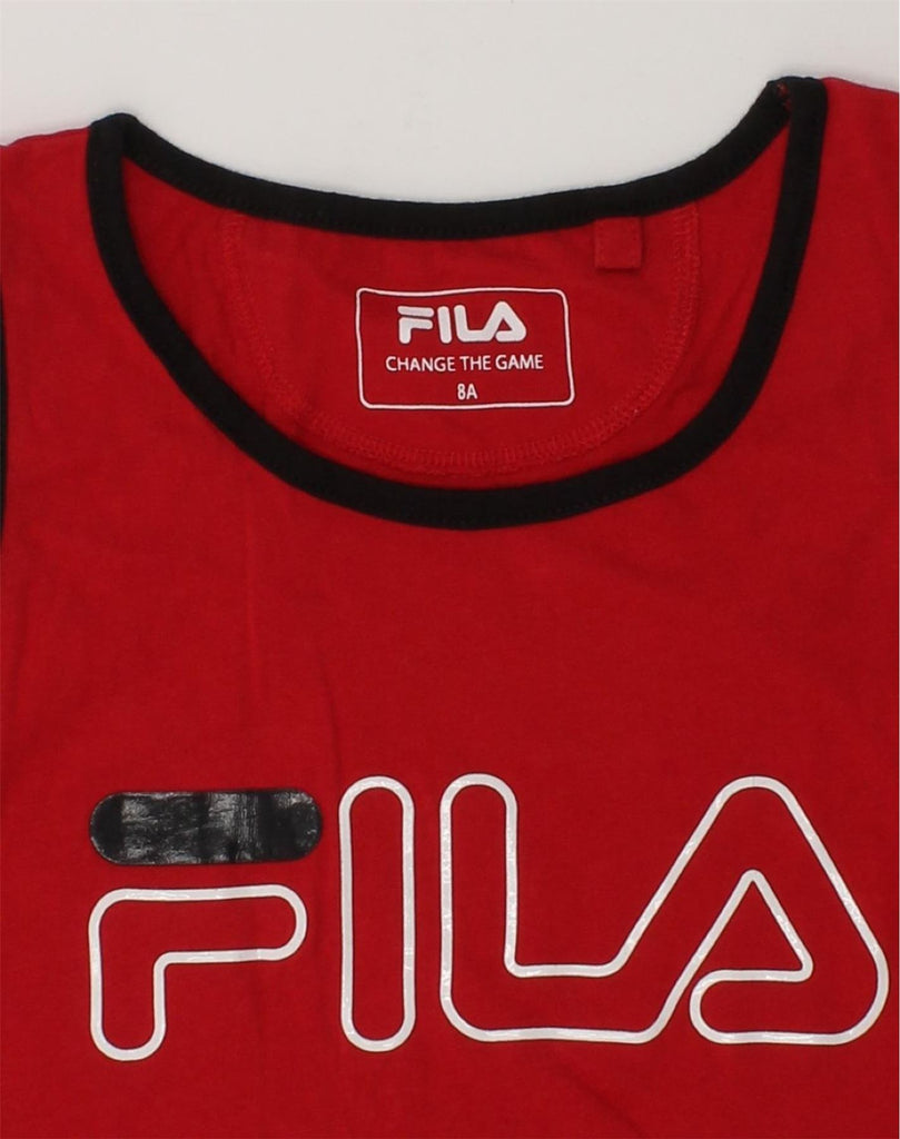 FILA Boys Graphic Vest Top 7-8 Years Red Colourblock | Vintage Fila | Thrift | Second-Hand Fila | Used Clothing | Messina Hembry 