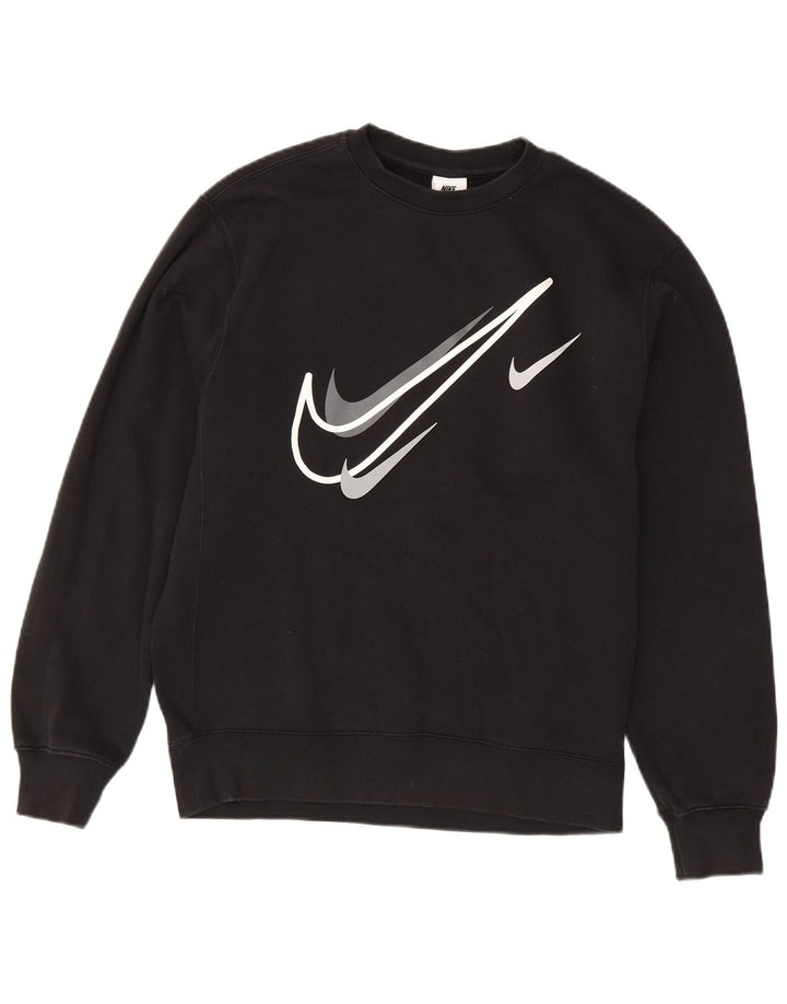 NIKE Mens Graphic Sweatshirt Jumper Small Black Cotton