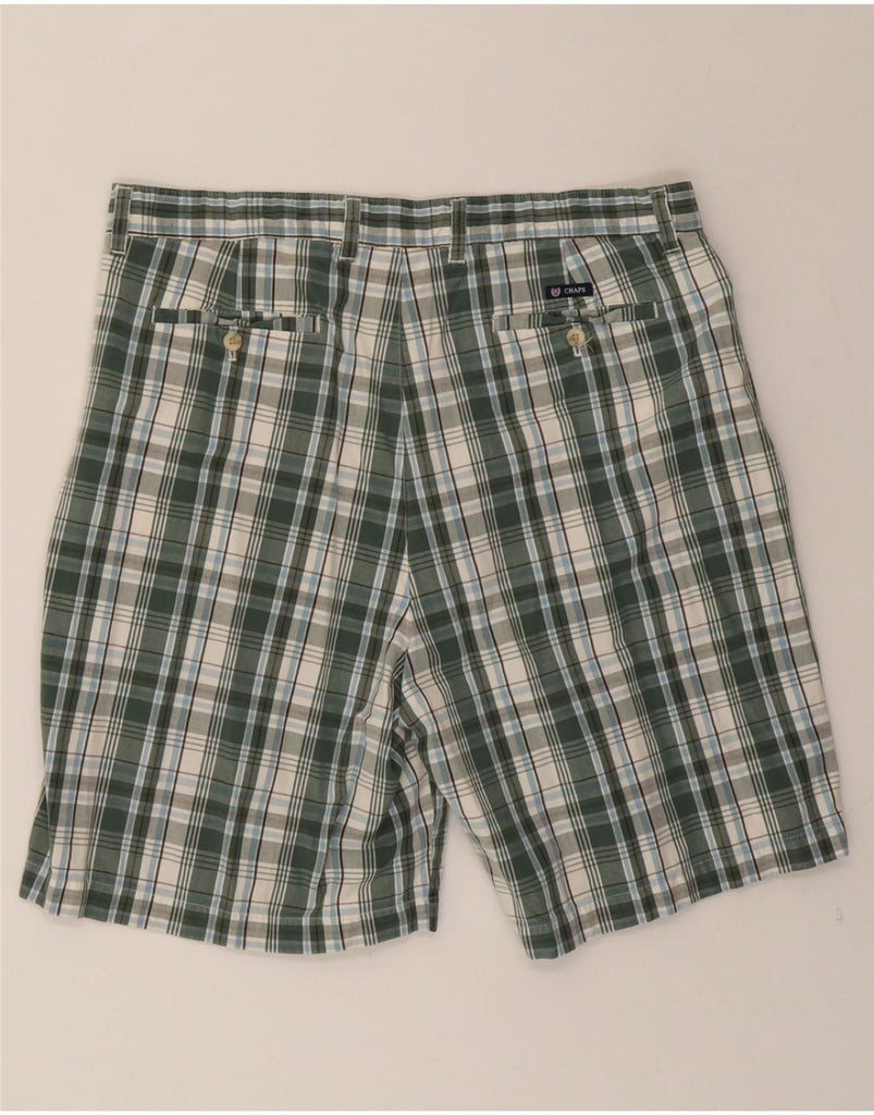 CHAPS Mens Chino Shorts W40 XL Green Check Cotton Vintage Chaps and Second-Hand Chaps from Messina Hembry 