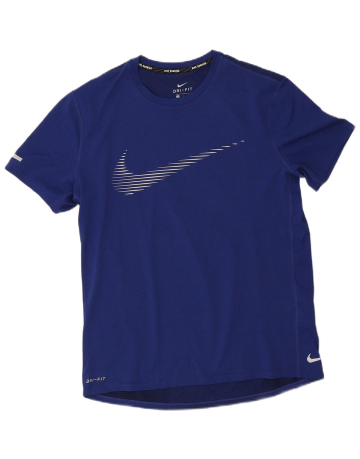 Nike Mens Dri Fit Graphic T-Shirt Top Medium Blue Polyester