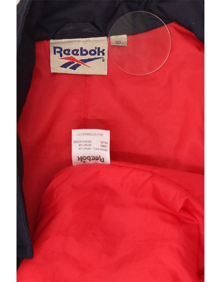 Reebok Mens Graphic Bomber Jacket UK 42 XL Navy Blue Nylon