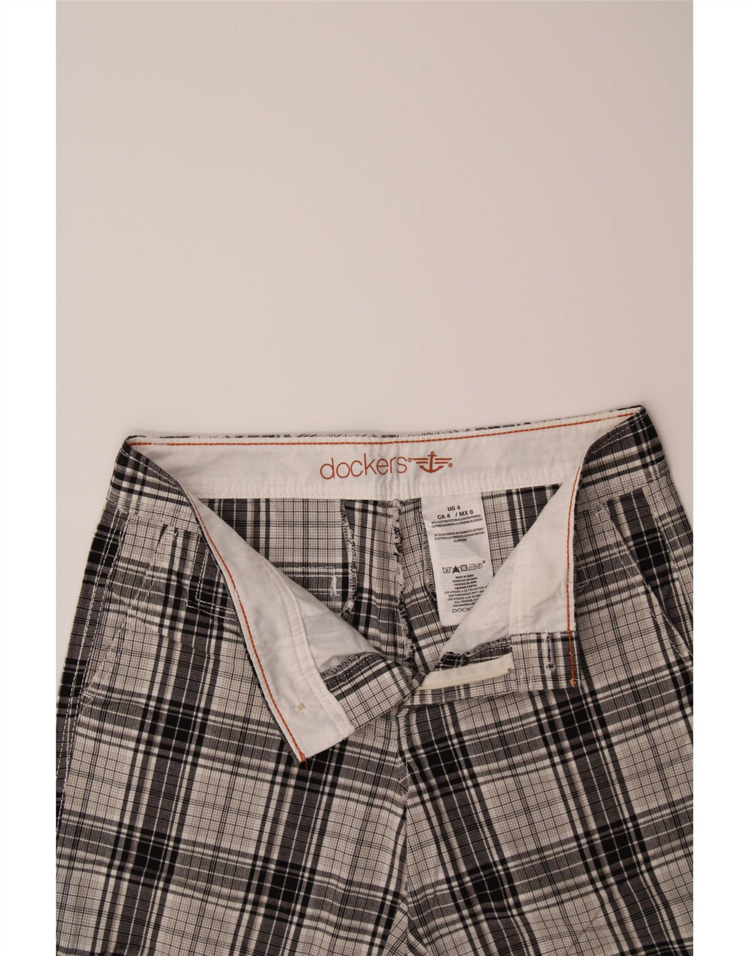 DOCKERS Womens Chino Shorts US 4 Small W26  Blue Check Cotton Vintage Dockers and Second-Hand Dockers from Messina Hembry 