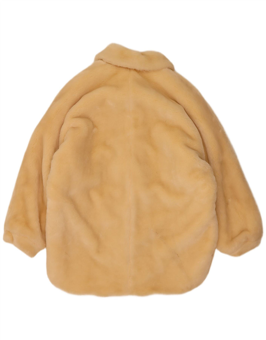 Vintage Womens Oversized Faux Fur Overcoat EU 40 Medium Beige Modacryl