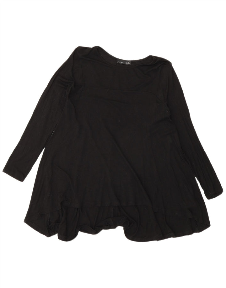 Zara Womens Long Sleeve Tunic Top UK 14 Medium Black Viscose