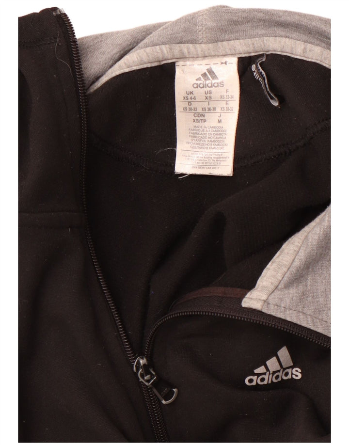 ADIDAS Womens Climalite Zip Hoodie Sweater UK 4/6 XS Black Polyester