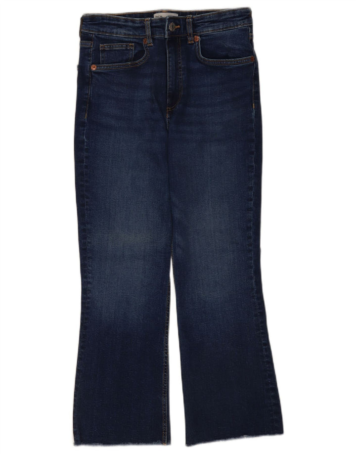 Zara Womens Crop Flared Jeans EU 40 Medium W30 L25 Navy Blue