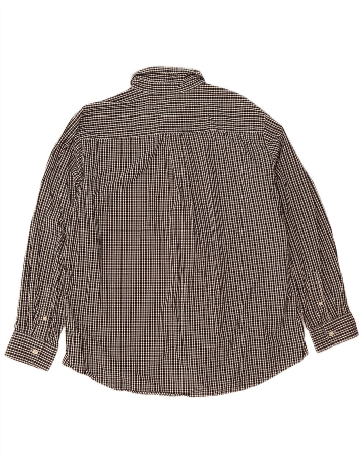Chaps Mens Shirt XL Black Gingham Cotton