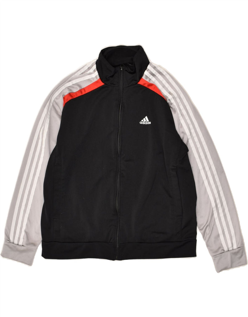 ADIDAS Boys Tracksuit Top Jacket 13-14 Years Black Colourblock Polyester | Vintage Adidas | Thrift | Second-Hand Adidas | Used Clothing | Messina Hembry 