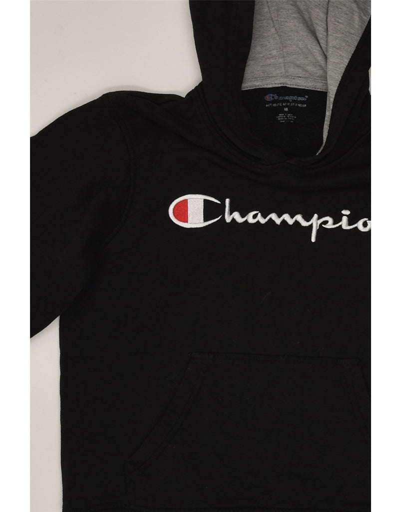 CHAMPION Boys Graphic Hoodie Jumper 13-14 Years Medium Black Polyester | Vintage Champion | Thrift | Second-Hand Champion | Used Clothing | Messina Hembry 