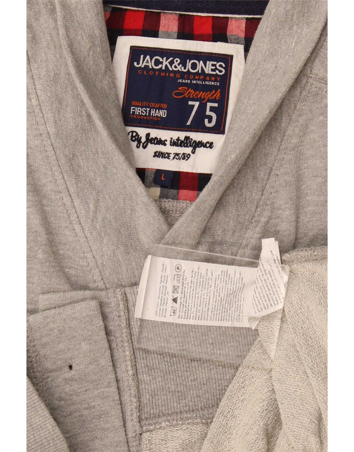 Jack & Jones Mens Cardigan Sweater Large Grey Cotton