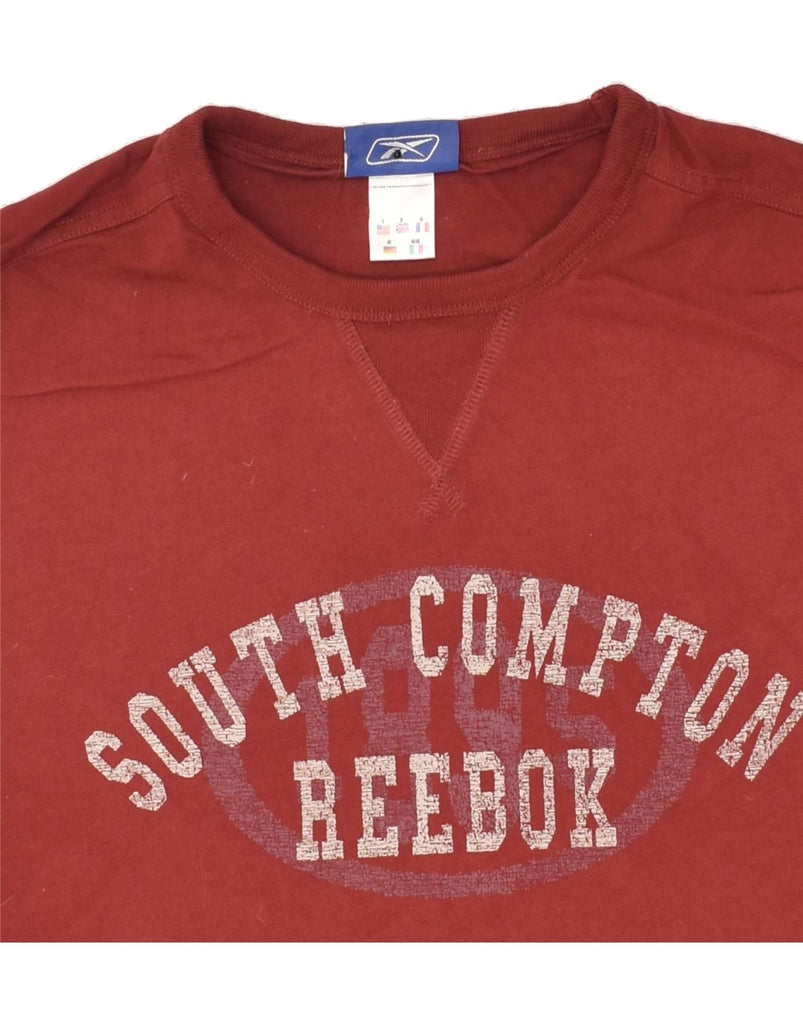 REEBOK Mens Graphic T-Shirt Top Small Maroon Cotton | Vintage Reebok | Thrift | Second-Hand Reebok | Used Clothing | Messina Hembry 